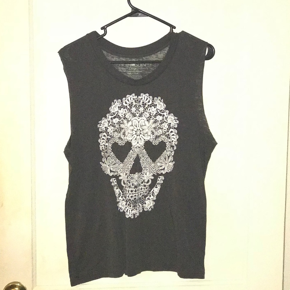 Flower skull tank top